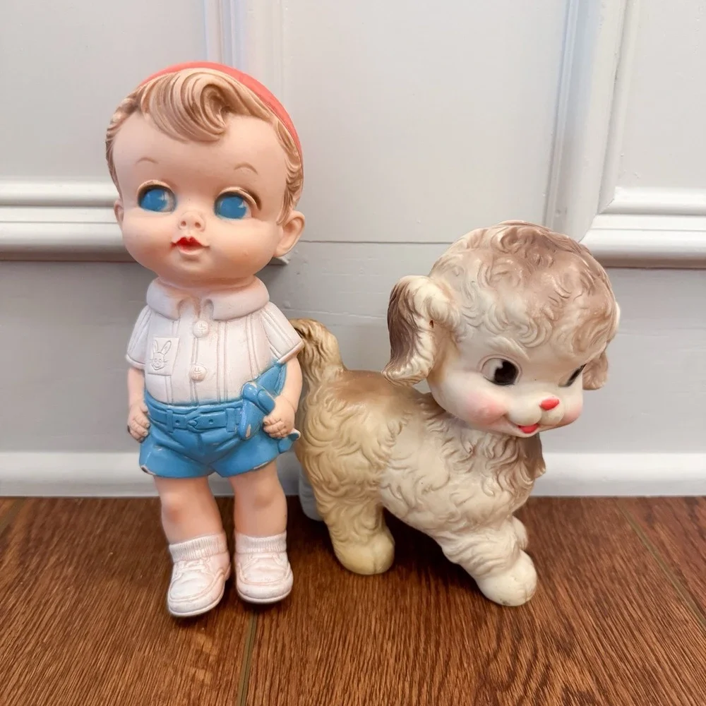 Edward Mobley 1956 Rubber Working Boy‎ And Sun Rubber Squeaky Dog Puppy Vintage